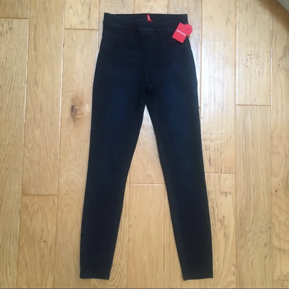 Spanx Ankle Jeanish Legging Dark Blue Denim Stretch XS Looks Like Jeans NWT